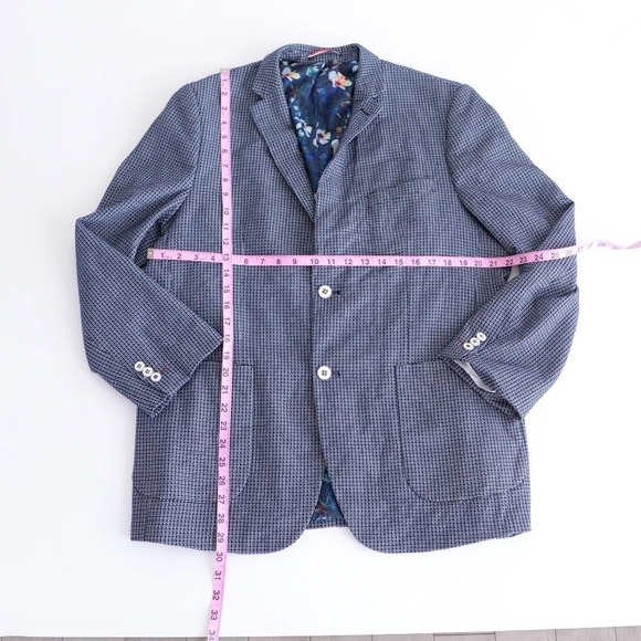 Soul of London Printed Navy Blue with Floral Lining Button Up Fitted Blazer - Picture 5 of 16